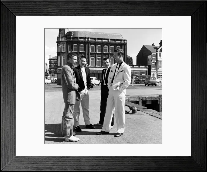 Framed Print : A new craze - Fancy suits worn by trawler fishermen at Lowestoft, Suffolk Framed Print : A new craze - Fancy suits worn by trawler fishermen at Lowestoft, Suffolk