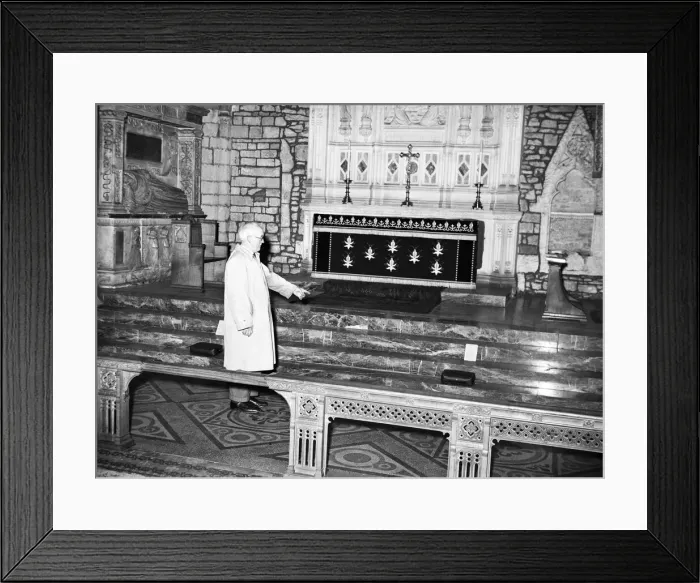 Framed Print : A diviners tests have shown an indication of gold buried in Crediton Parish Church Framed Print : A diviners tests have shown an indication of gold buried in Crediton Parish Church