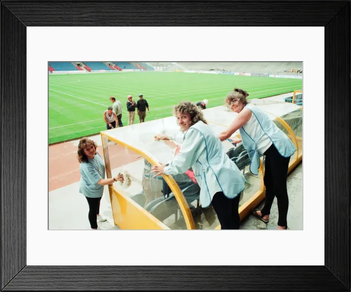 Framed Print : Preparations ahead of Inaugural match at the new Huddersfield Town Framed Print : Preparations ahead of Inaugural match at the new Huddersfield Town