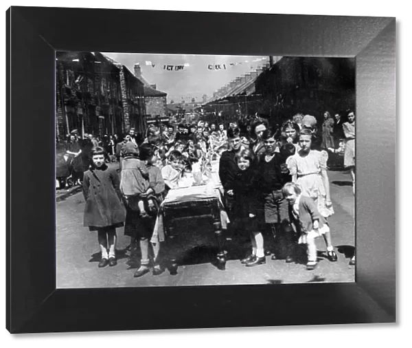 Trinity Street, North Shields, Victory Tea for VE Day. Children were supplied with