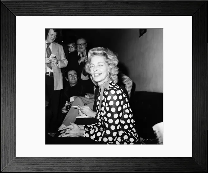 Framed Print : Lauren Bacall at a press conference for the London production of the American musical