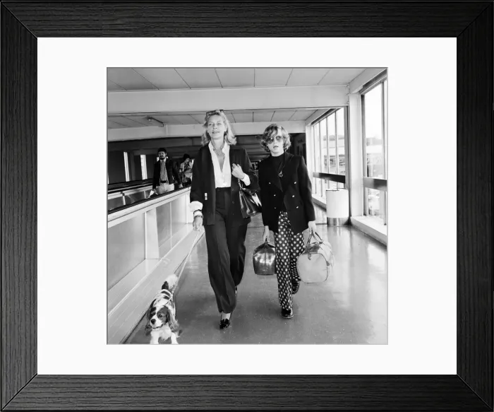 Framed Print : Actress Lauren Bacall at Heathrow Airport with her son Sam (12)