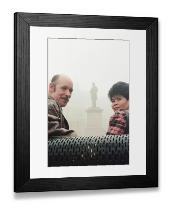 Framed Print : Charles Bolckow and wife Gliceria, visit the statue of his great, great, grandfather Framed Print : Charles Bolckow and wife Gliceria, visit the statue of his great, great, grandfather
