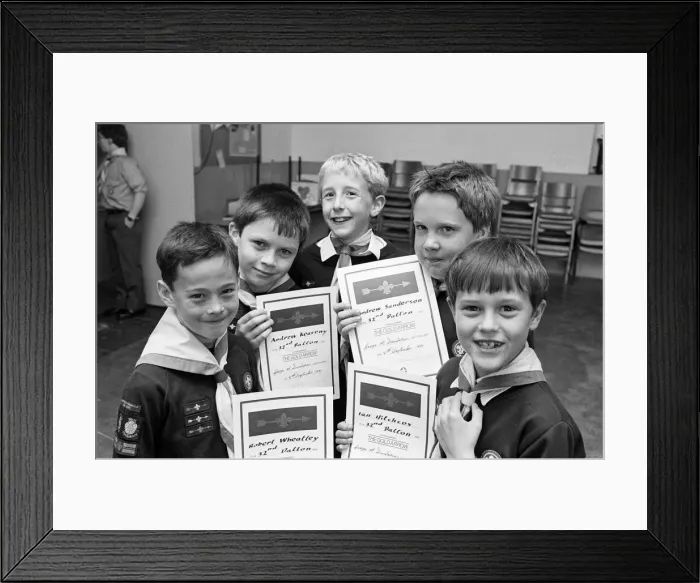 Framed Print : Golden boys... these five members of the 32nd Dalton Cub Scouts have received the highest Framed Print : Golden boys... these five members of the 32nd Dalton Cub Scouts have received the highest