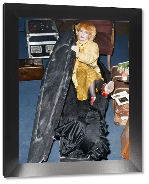 Punk singer and actress Toyah Willcox in her coffin in Battersea, London. 13th May 1979
