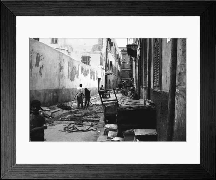 Framed Print : Fishermen seen here repairing their nets in a Alexandria back street. 29th May 1976 Framed Print : Fishermen seen here repairing their nets in a Alexandria back street. 29th May 1976