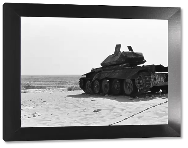 The remains of a Crusader tank close to the scene of the El Alamein battlefield 29th May