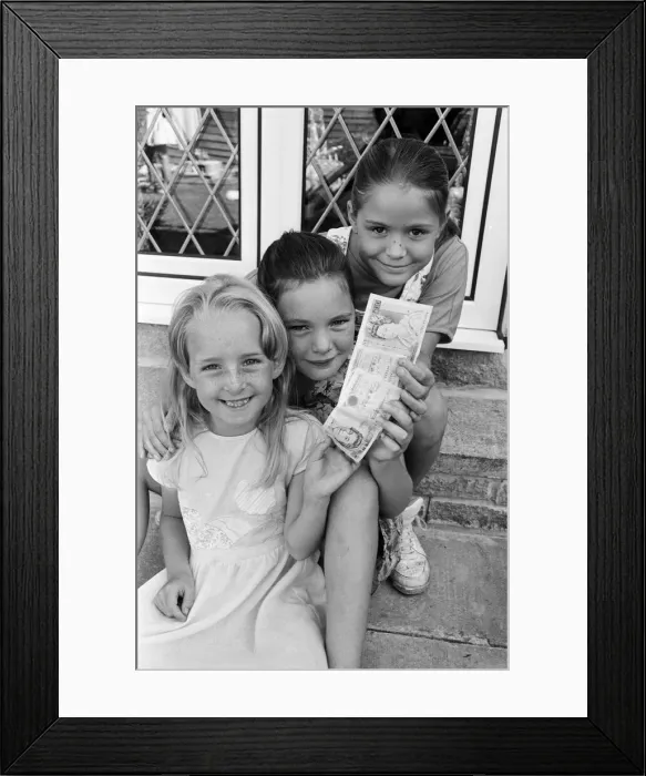Framed Print : A group of fundraising Netherton girls raised £18. 50 for the Anne Diamond appeal Framed Print : A group of fundraising Netherton girls raised £18. 50 for the Anne Diamond appeal