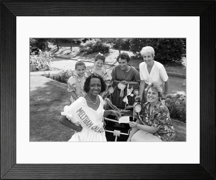 Framed Print : Meltham Gala Queen Leanne Singleton presents a check for £400 to Anne Muff Framed Print : Meltham Gala Queen Leanne Singleton presents a check for £400 to Anne Muff