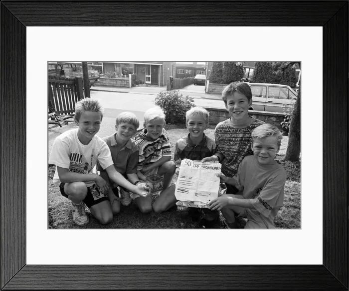 Framed Print : Five athletic boys pounded the streets near their homes to raise £28 Framed Print : Five athletic boys pounded the streets near their homes to raise £28