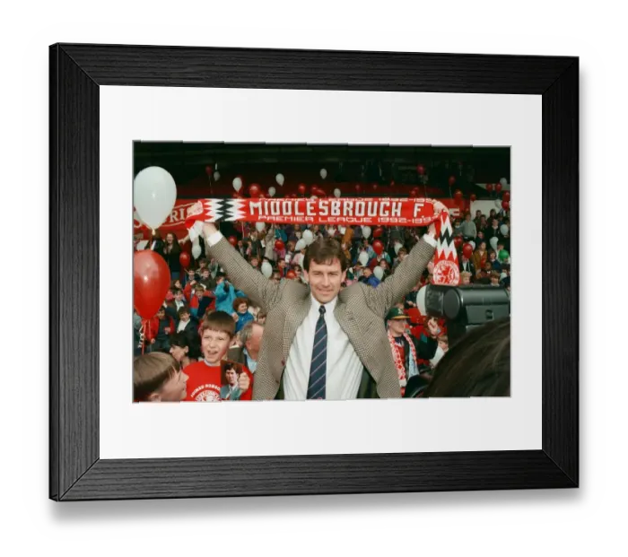 Framed Print : Bryan Robson being unveiled as the new Manager for Middlesbrough F. C