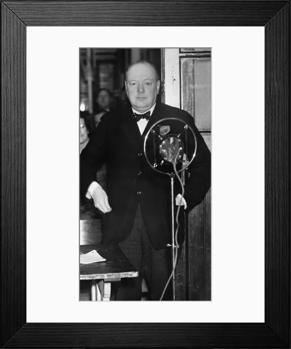 Framed Print : Mr Winston Churchill seen here at the Dingle Lane School addressing a meeting in support