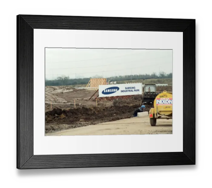 Framed Print : The new factory for Samsung under construction at Wynyard Business Park. 14th March 1995 Framed Print : The new factory for Samsung under construction at Wynyard Business Park. 14th March 1995