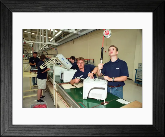 Framed Print : Workers on the pilot production line at the new Samsung factory Wynyard Framed Print : Workers on the pilot production line at the new Samsung factory Wynyard
