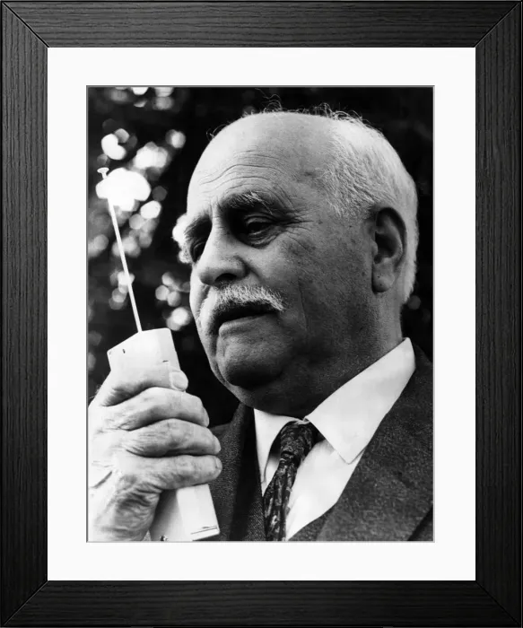 Framed Print : George Mottershead, Director and Founder of Chester Zoo, pictured speaking on radio Framed Print : George Mottershead, Director and Founder of Chester Zoo, pictured speaking on radio