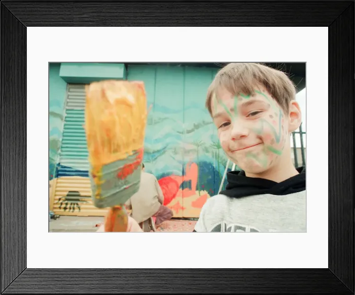 Framed Print : Thornaby Community Centre, youngsters hard at work painting