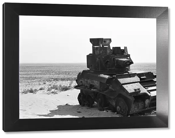 The remains of a Vickers Mk VIB light tank close to the scene of the El Alamein