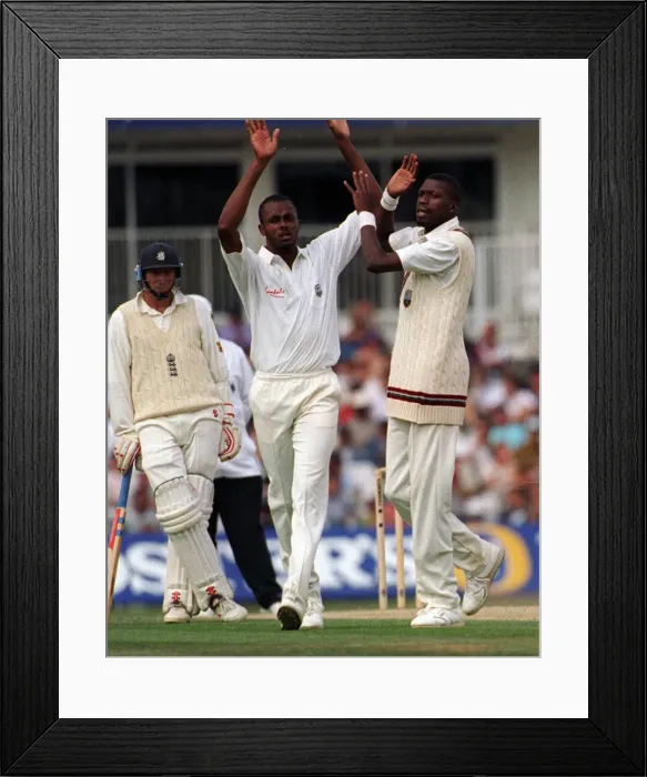 Framed Print : England v West Indies Sixth Test match at the Oval. West Indies bowler Courtney Framed Print : England v West Indies Sixth Test match at the Oval. West Indies bowler Courtney