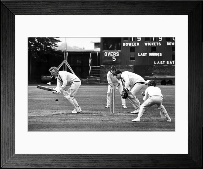 Framed Print : M Hill of Marske batting against Stockton at Stockton. 2nd June 1978 Framed Print : M Hill of Marske batting against Stockton at Stockton. 2nd June 1978