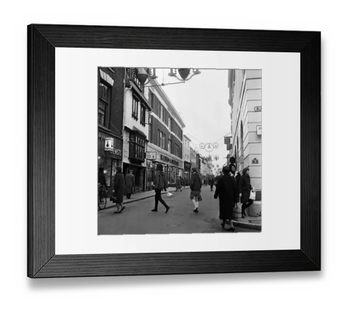 Framed Print : Barnstaple High Street, Barnstaple, North Devon. 9th January 1966