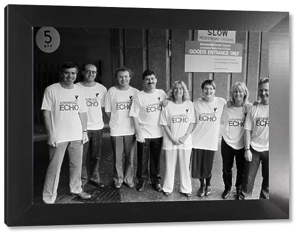 The Echo stair run team, training for charity event, 10th November 1989. L to R