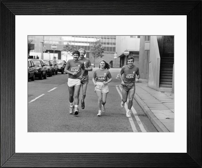Framed Print : The Liverpool Echo running team, gets in some roadwork, 19th September 1990 Framed Print : The Liverpool Echo running team, gets in some roadwork, 19th September 1990