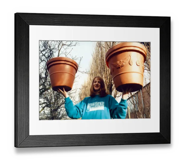 Framed Print : Easy does it production manager Sandra Wilson with two examples of Framed Print : Easy does it production manager Sandra Wilson with two examples of