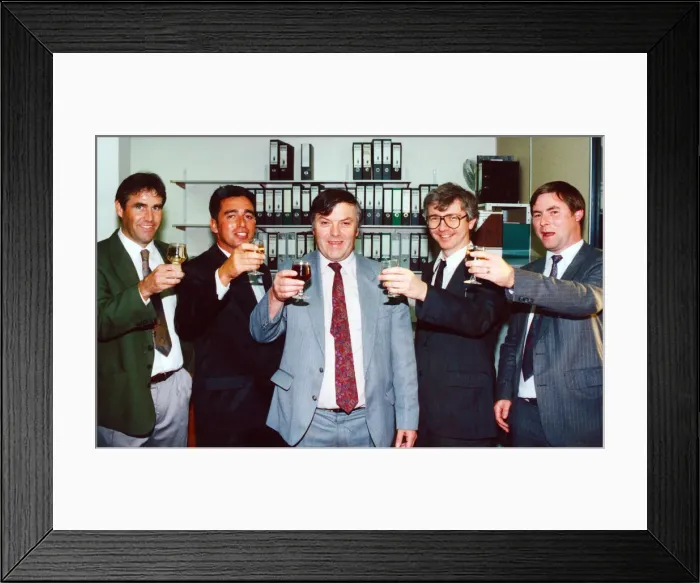 Framed Print : Partners at Baker Mallett Chartered Surveyors toast 35 years on Teesside Framed Print : Partners at Baker Mallett Chartered Surveyors toast 35 years on Teesside