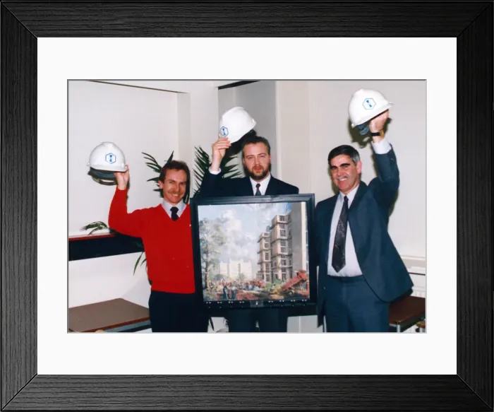 Framed Print : Safety conscious Ballast Nedam Construction staff have teamed up to win the firms