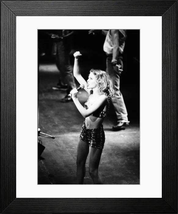 Framed Print : Kylie Minogue in concert at Liverpool Empire Theatre, Merseyside. 19th October 1989