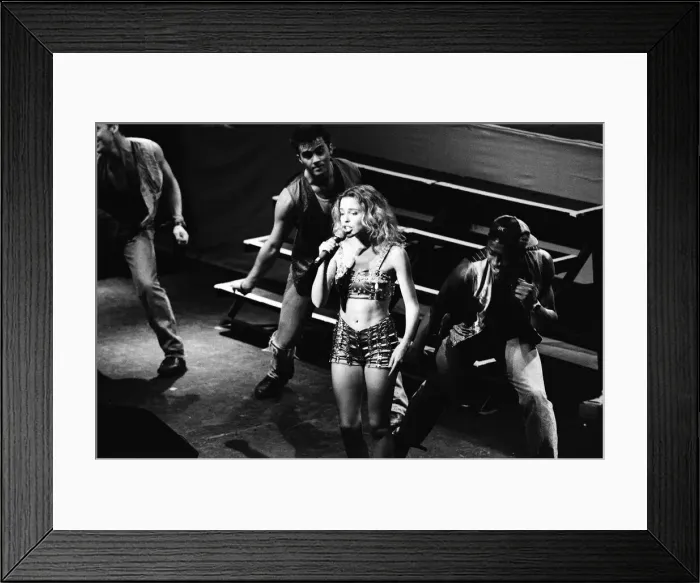 Framed Print : Kylie Minogue in concert at Liverpool Empire Theatre, Merseyside. 19th October 1989 Framed Print : Kylie Minogue in concert at Liverpool Empire Theatre, Merseyside. 19th October 1989