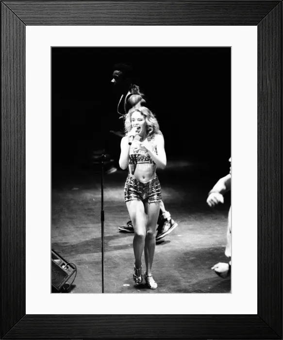Framed Print : Kylie Minogue in concert at Liverpool Empire Theatre, Merseyside. 19th October 1989 Framed Print : Kylie Minogue in concert at Liverpool Empire Theatre, Merseyside. 19th October 1989
