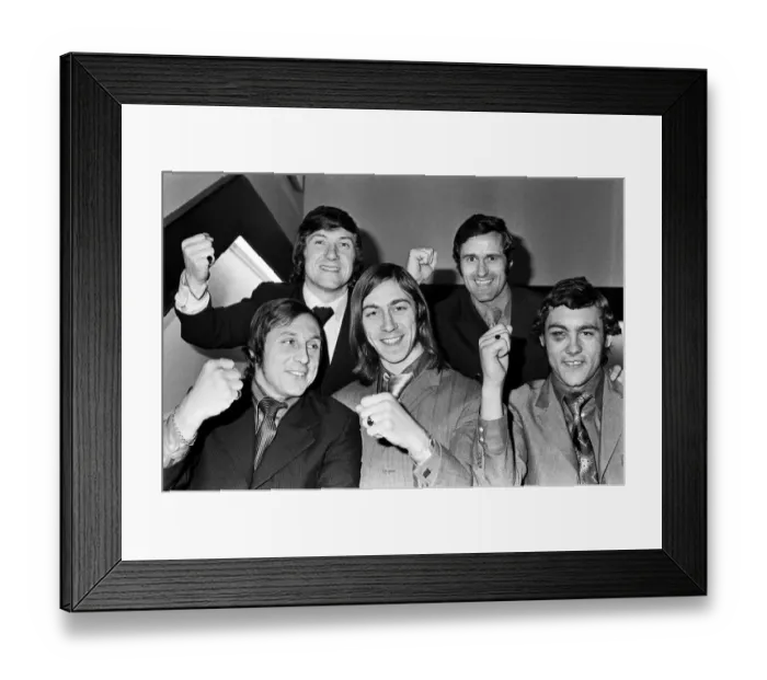 Framed Print : The Arsenal fearsome five pictured in Cologne, West Germany ahead of their Inter Cities