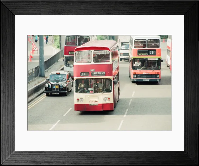 Framed Print : Buses in Liverpool, 6th September 1994 Framed Print : Buses in Liverpool, 6th September 1994