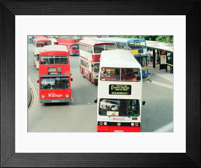Framed Print : Buses in Liverpool, 6th September 1994