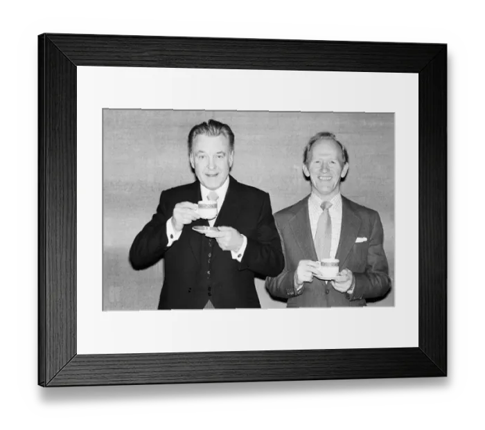 Framed Print : Two television butlers, Donald Sinden (left) Robert'in LWTs Two Framed Print : Two television butlers, Donald Sinden (left) Robert'in LWTs Two