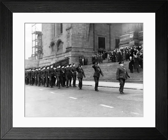 Framed Print : Members of the Air Training Corps on parade walking past the Anglican Cathedral in Framed Print : Members of the Air Training Corps on parade walking past the Anglican Cathedral in