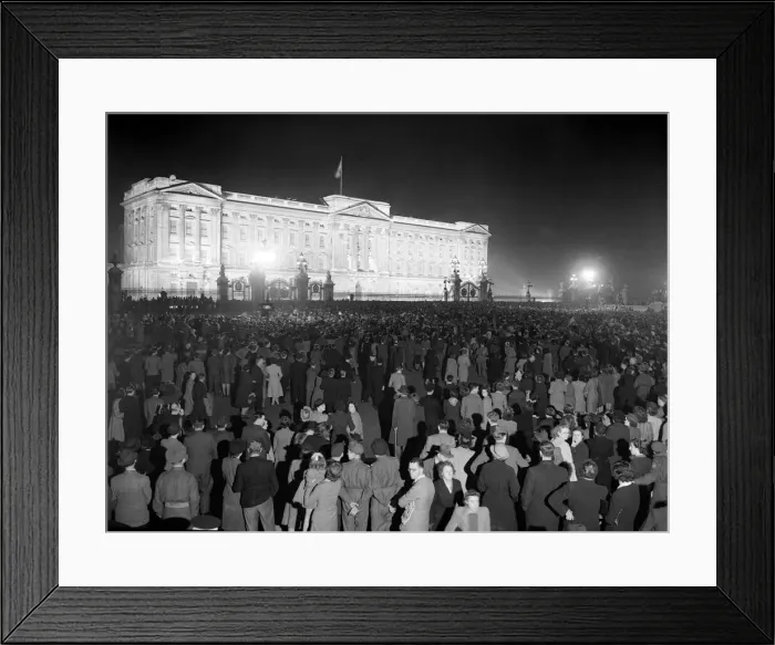 Framed Print : At 3pm on 8 May 1945, Prime Minister, Winston Churchill announced that the war in Europe Framed Print : At 3pm on 8 May 1945, Prime Minister, Winston Churchill announced that the war in Europe