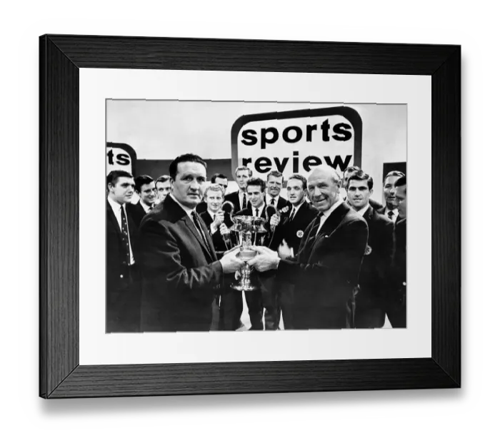 Framed Print : Manchester United football manager Matt Busby handing the Team of the Year Trophy to Framed Print : Manchester United football manager Matt Busby handing the Team of the Year Trophy to