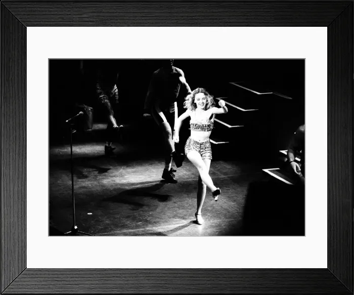 Framed Print : Kylie Minogue in concert at Liverpool Empire Theatre, Merseyside. 19th October 1989 Framed Print : Kylie Minogue in concert at Liverpool Empire Theatre, Merseyside. 19th October 1989