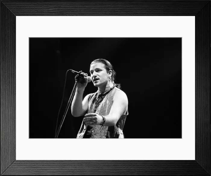 Framed Print : Rock group U2 performing on stage at the National Exhibition Centre in Birmingham Framed Print : Rock group U2 performing on stage at the National Exhibition Centre in Birmingham
