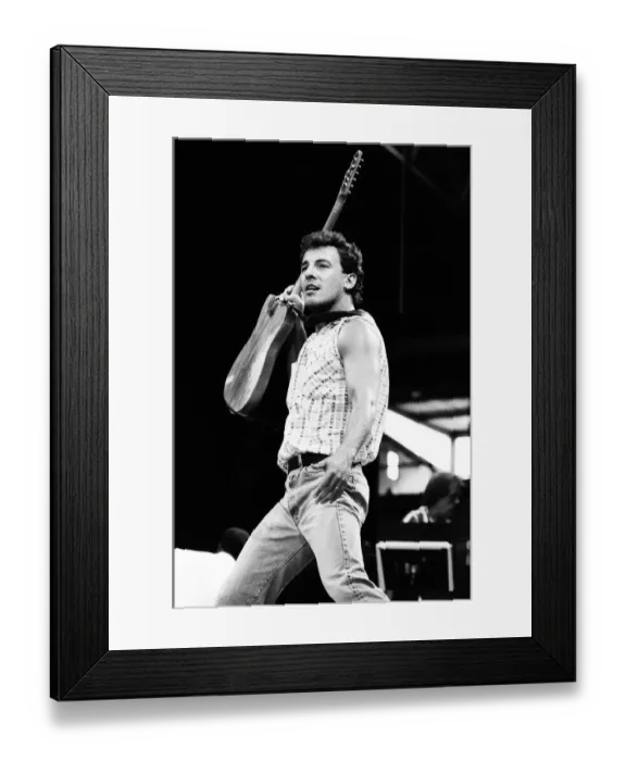 Framed Print : Bruce Springsteen in concert at Wembley, London, 3rd July 1985