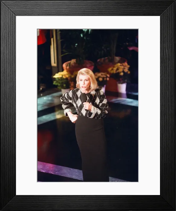 Framed Print : American Comedian Joan Rivers on stage, 7th June 1992 Framed Print : American Comedian Joan Rivers on stage, 7th June 1992