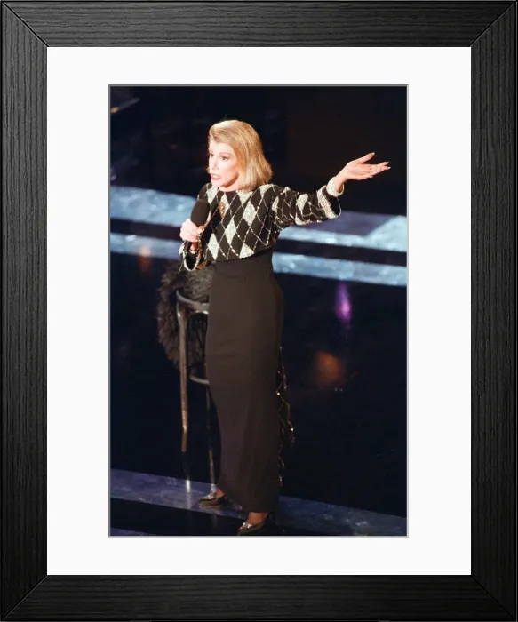 Framed Print : American Comedian Joan Rivers on stage, 7th June 1992 Framed Print : American Comedian Joan Rivers on stage, 7th June 1992