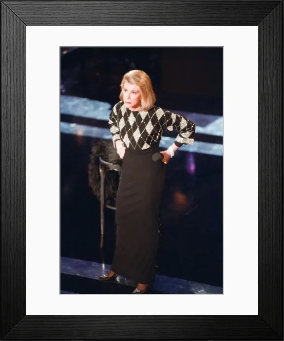 Framed Print : American Comedian Joan Rivers on stage, 7th June 1992 Framed Print : American Comedian Joan Rivers on stage, 7th June 1992