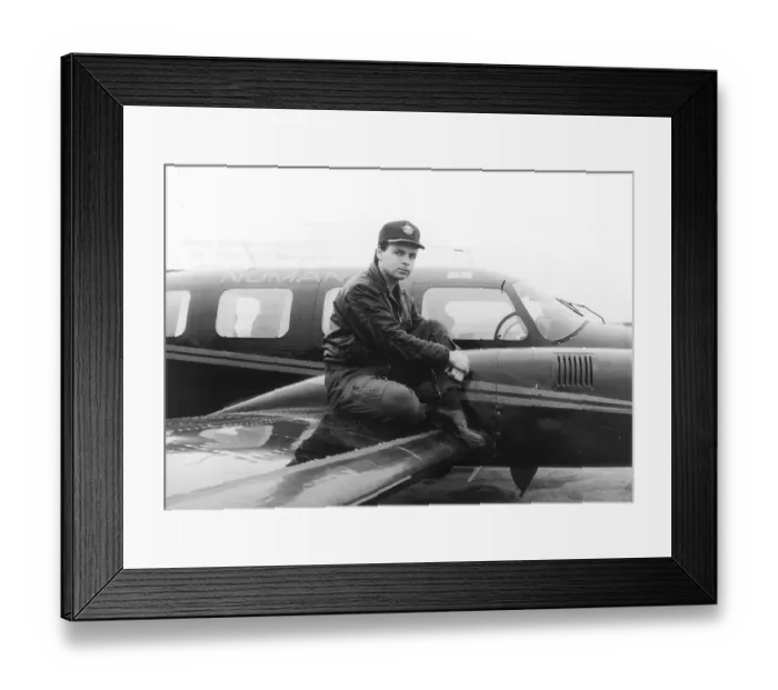 Framed Print : Gary Numan February 1982 pop satr poses beside his pride