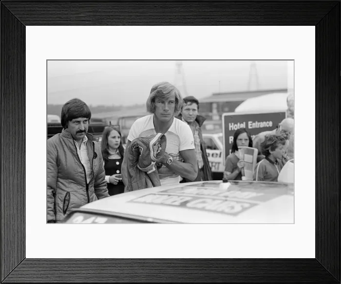Framed Print : James Hunt, Motor Racing Driver, he is currently taking part in the Texaco Car Rally Framed Print : James Hunt, Motor Racing Driver, he is currently taking part in the Texaco Car Rally