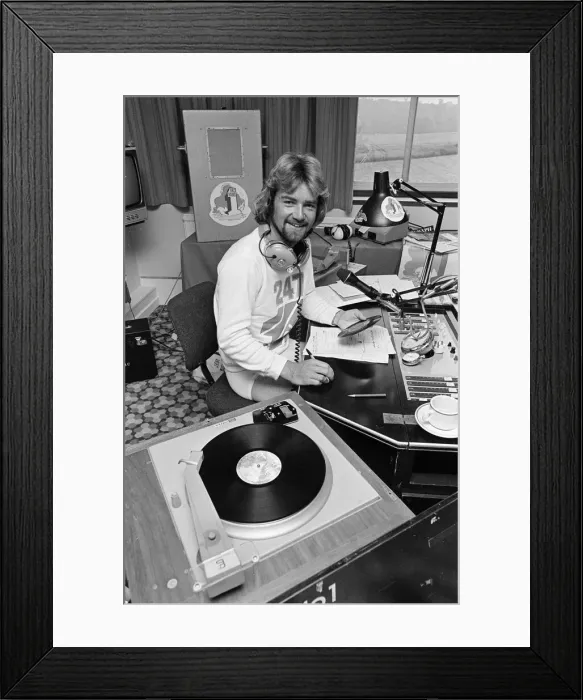 Framed Print : Noel Edmonds, BBC Radio One, Radio DJ, broadcasting from Hotel Room Framed Print : Noel Edmonds, BBC Radio One, Radio DJ, broadcasting from Hotel Room