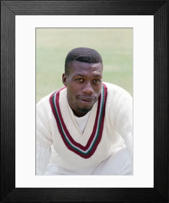 Framed Print : Portrait of West Indian bowler Curtly Ambrose. 10th May 1991 Framed Print : Portrait of West Indian bowler Curtly Ambrose. 10th May 1991