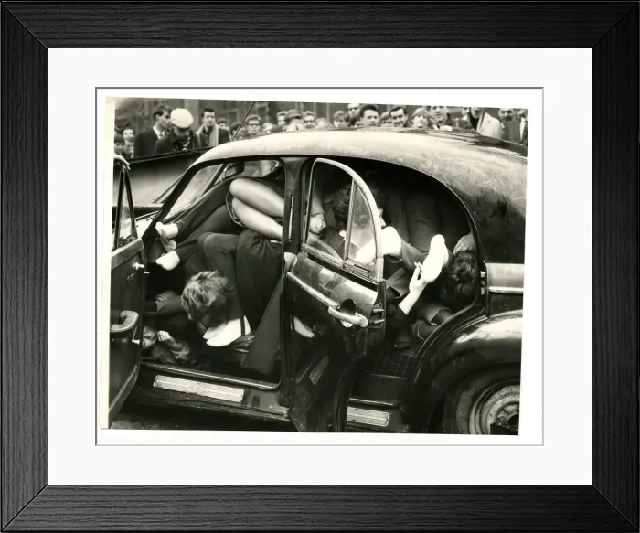Framed Print : Glasgow students charity attempt 1966 twenty five girl in a car for charity attempt Framed Print : Glasgow students charity attempt 1966 twenty five girl in a car for charity attempt